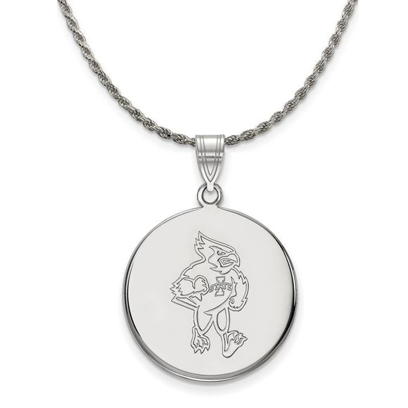 Sterling Silver Iowa State Cyclones Lg Disc Necklace - 18 Inch